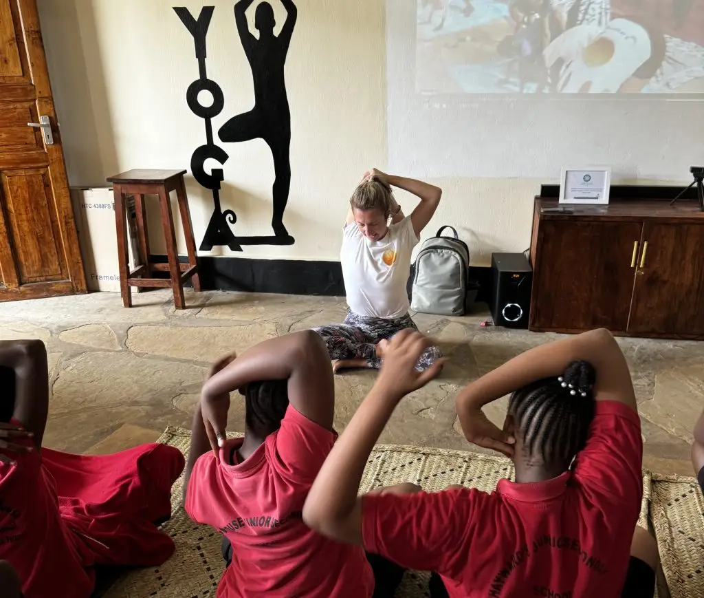 Yoga taking place in a dedicated yoga classroom